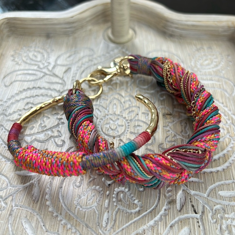 Kendra Scott Maise Pink & Orange Corded Friendship Bracelet